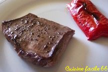 Hampe de bœuf et poivron grillés à la plancha