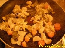 Légumes et viandes de « poule au pot » sautés