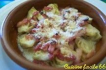 Curs dartichauts et lardons gratins au parmesan