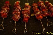 Brochettes hampe de buf et cur dagneau  la plancha