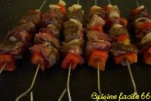 Brochettes hampe de buf et cur dagneau  la plancha