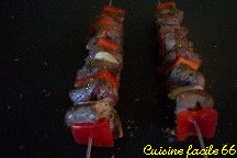 Brochettes hampe de buf et cur dagneau  la plancha