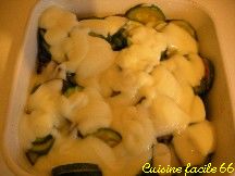 Rondelles de courgettes dores, nappes de sauce bchamel