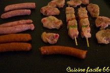 Grillade catalane de lapin et saucisses  la plancha