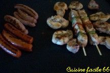 Grillade catalane de lapin et saucisses  la plancha