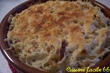 Gratin de nouilles faon Parmentier aux tomates sches