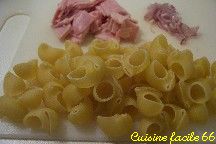 Pipe rigate sauce échalotes jambon au parmesan