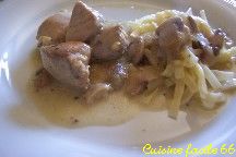 Saut de poulet  la normande (cidre et crme frache)