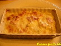 Gratin de cœur d'artichaut au jambon, crème de roquefort